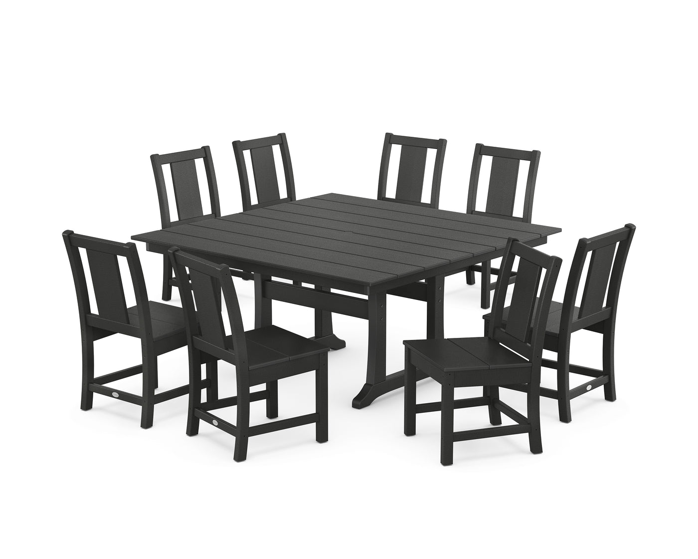 Prairie Side Chair 9-Piece Square Farmhouse Dining Set with Trestle Legs