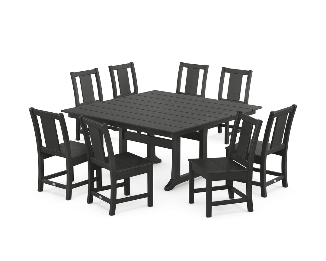 POLYWOOD® Prairie Side Chair 9-Piece Square Farmhouse Dining Set with Trestle Legs
