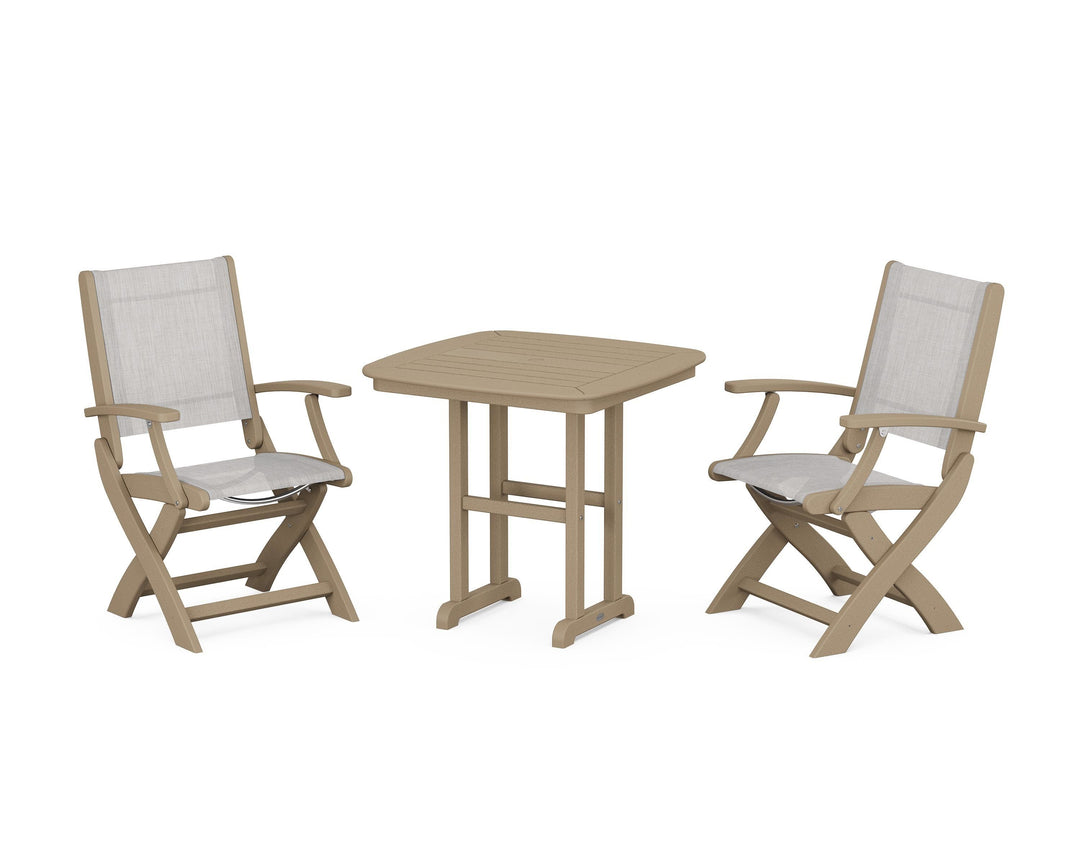 POLYWOOD® Coastal Folding Chair 3-Piece Dining Set