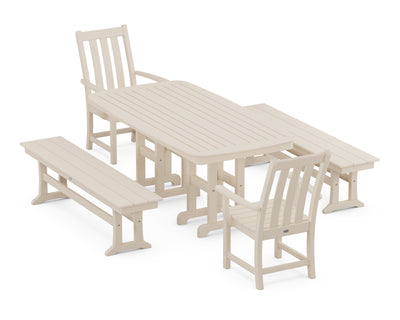 Vineyard 5-Piece Dining Set with Benches