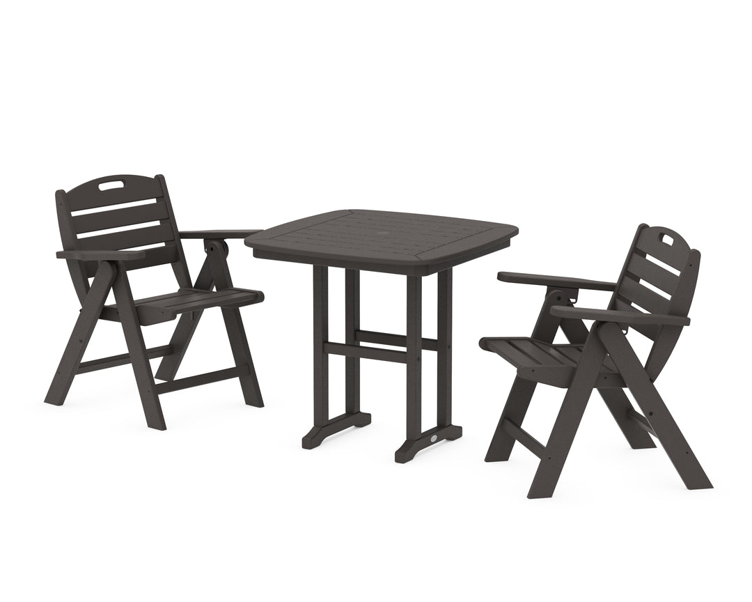 POLYWOOD® Nautical Folding Lowback Chair 3-Piece Dining Set