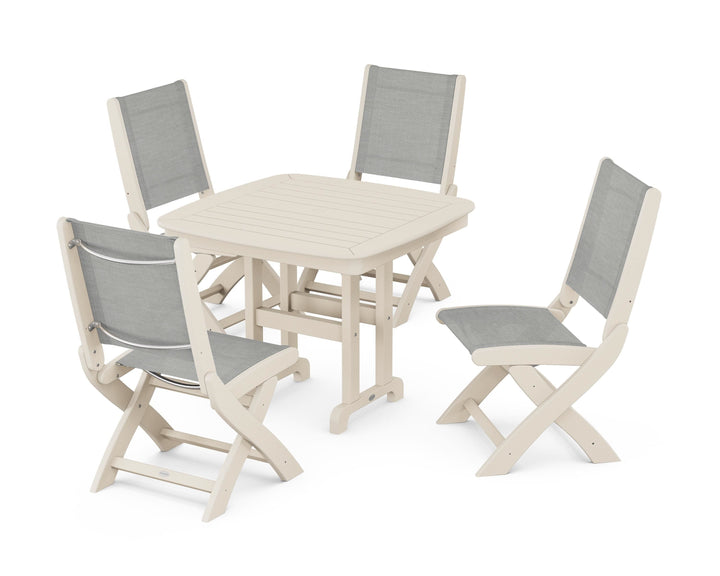 POLYWOOD® Coastal Folding Side Chair 5-Piece Dining Set