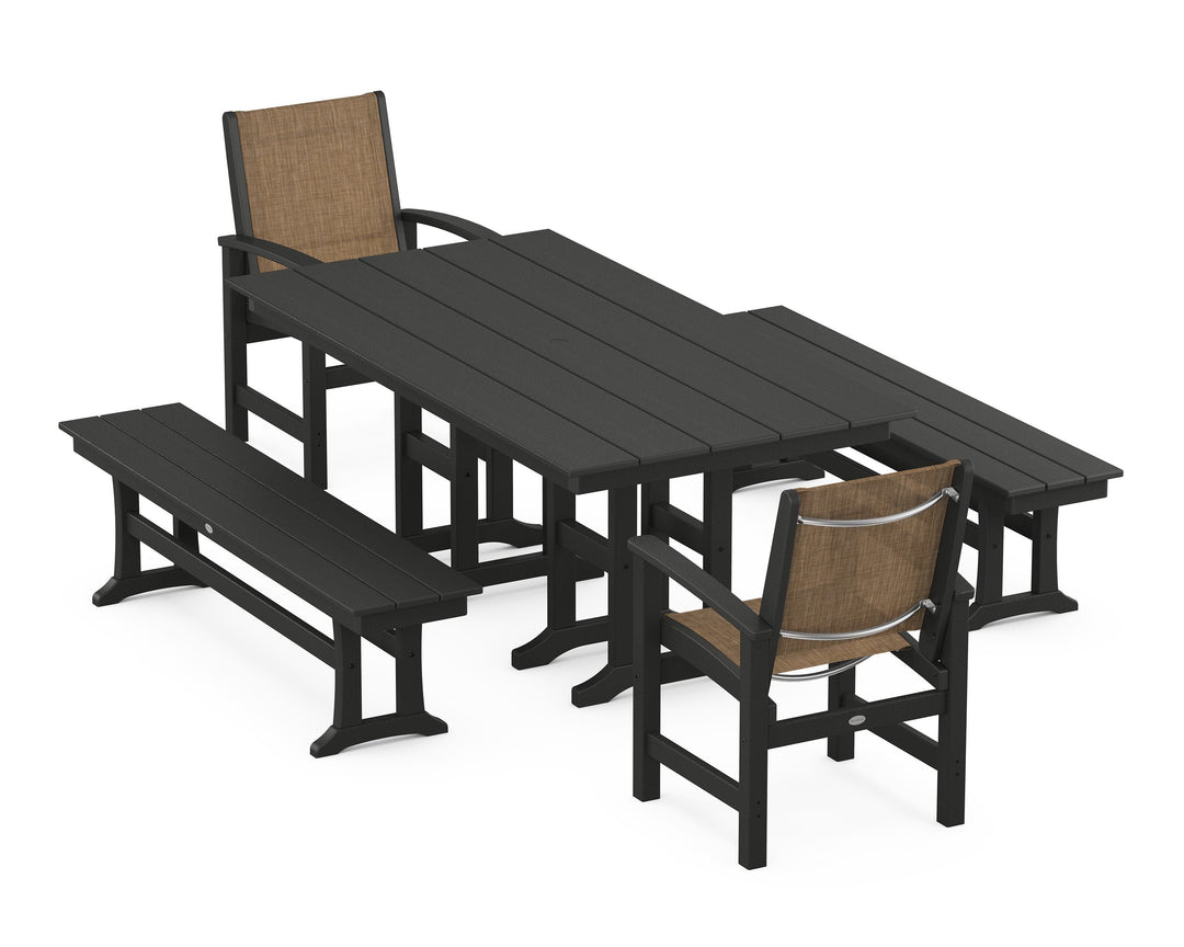 POLYWOOD® Coastal 5-Piece Farmhouse Dining Set