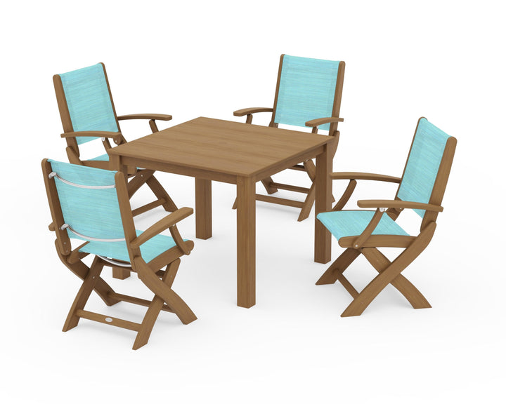 POLYWOOD® Coastal Folding Chair 5-Piece Parsons Dining Set