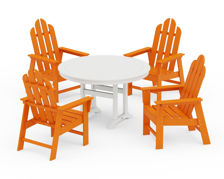 POLYWOOD® Long Island 5-Piece Round Dining Set with Trestle Legs