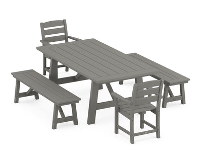 Lakeside 5-Piece Rustic Farmhouse Dining Set With Benches