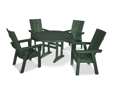 Modern Curveback Adirondack 5-Piece Nautical Trestle Dining Set