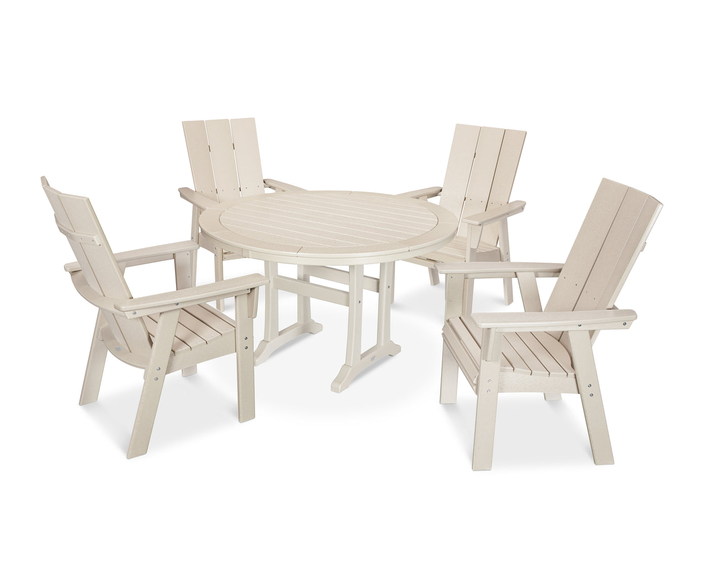 Modern Curveback Adirondack 5-Piece Nautical Trestle Dining Set