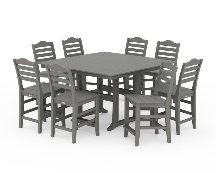 Draper James™ by  POLYWOOD® Savannah Side Chair 9-Piece Square Counter Set with Trestle Legs