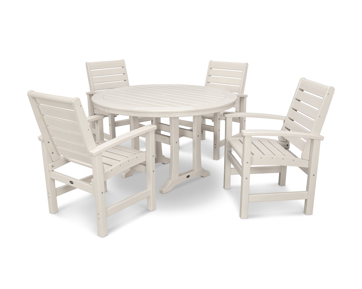 Signature 5-Piece Round Dining Set with Trestle Legs