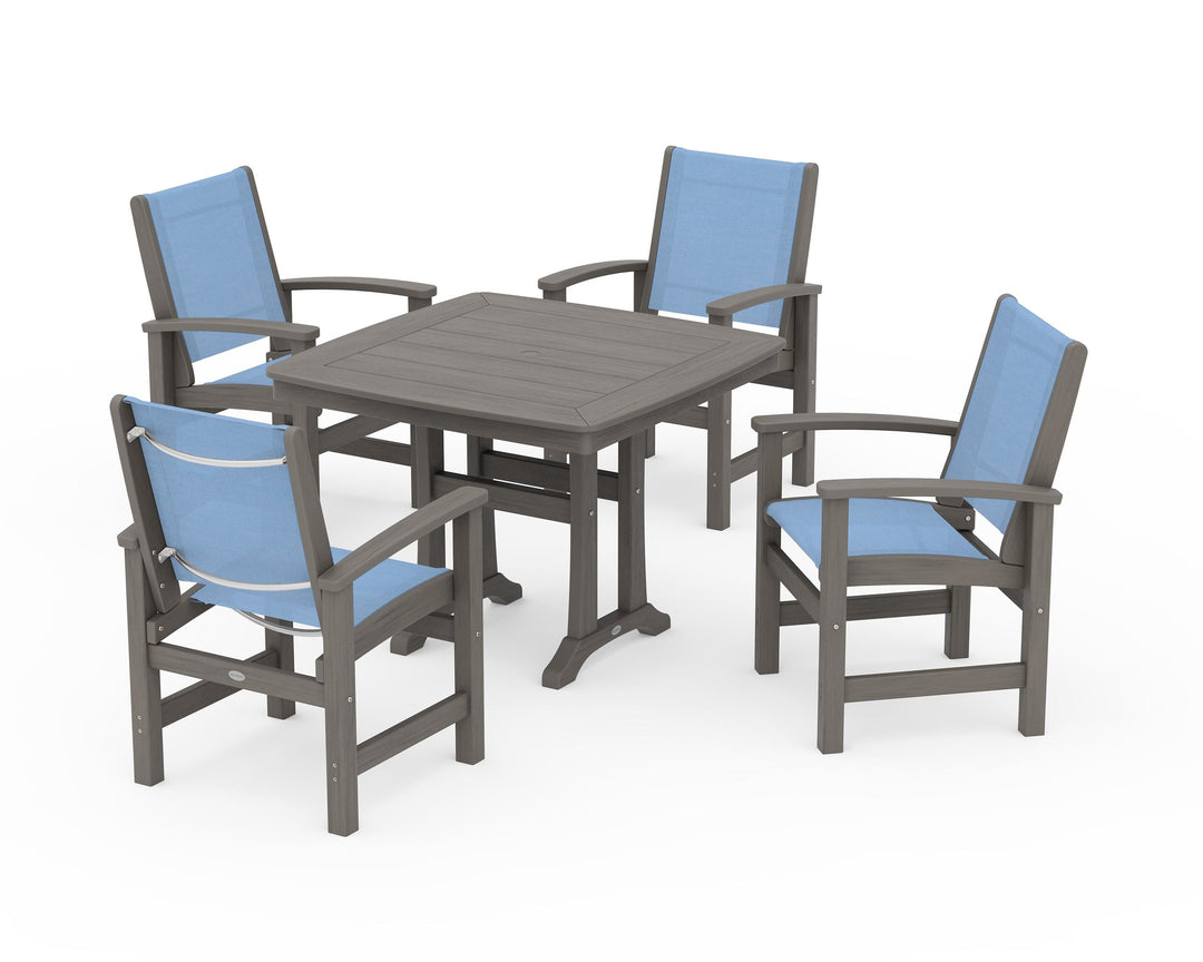 POLYWOOD® Coastal 5-Piece Dining Set with Trestle Legs