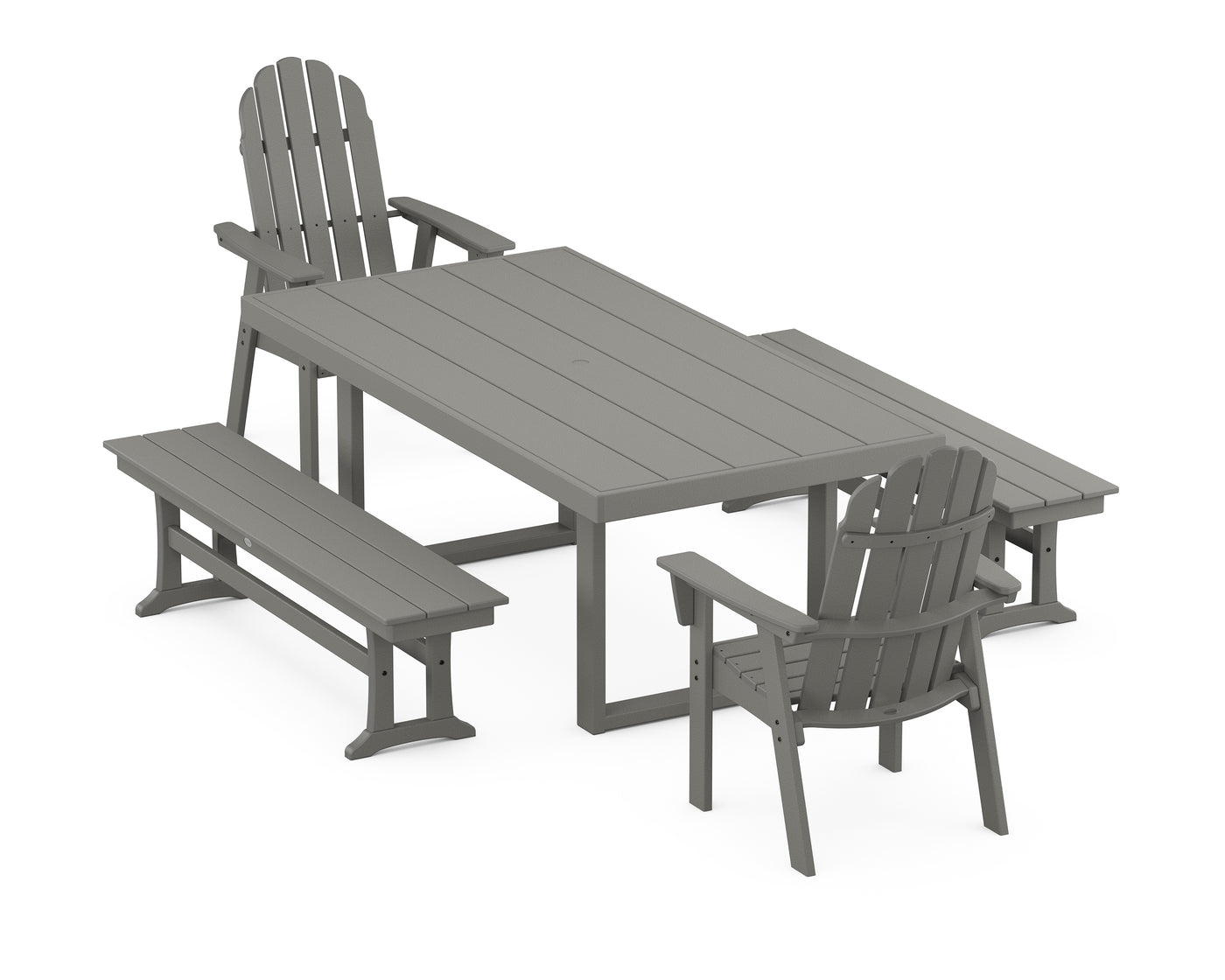 Vineyard Adirondack 5-Piece Dining Set with Benches