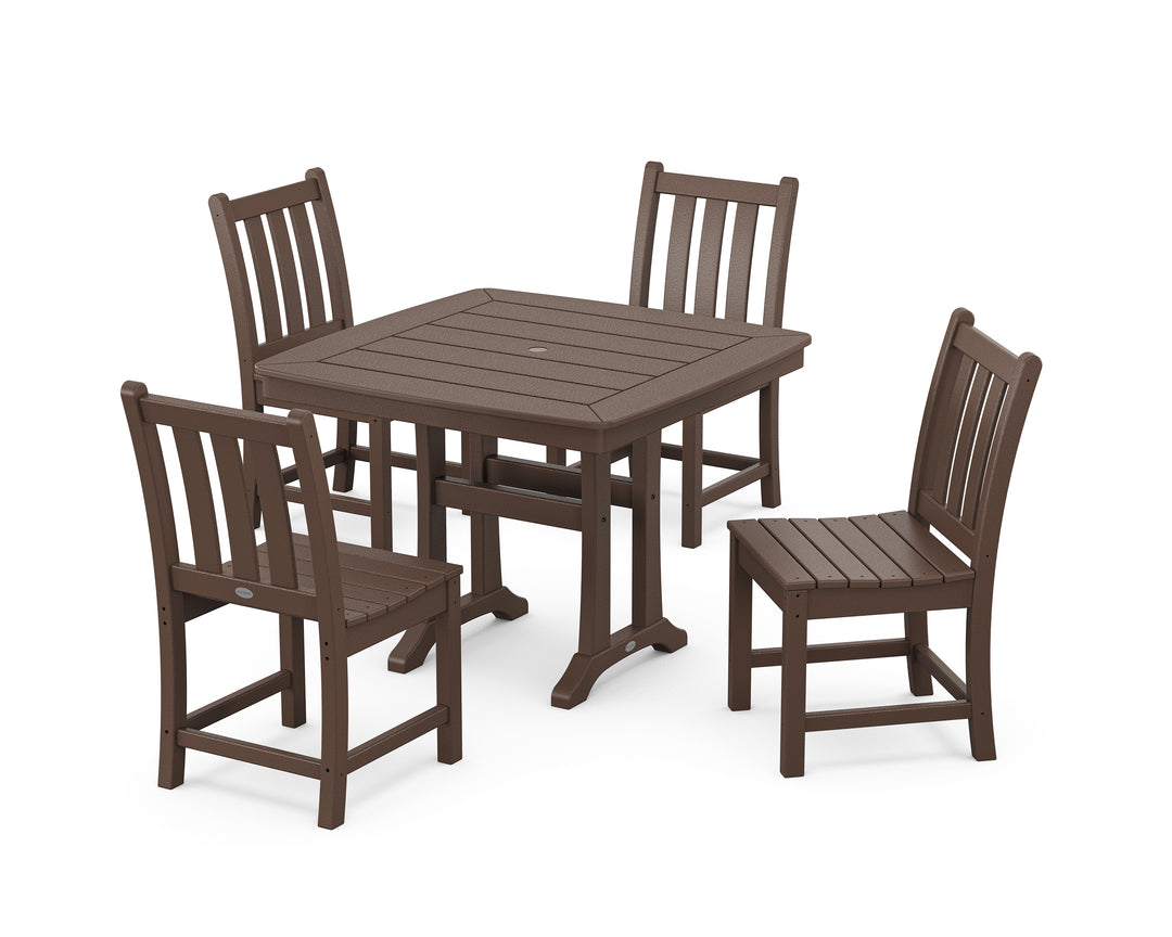 POLYWOOD® Traditional Garden Side Chair 5-Piece Dining Set with Trestle Legs