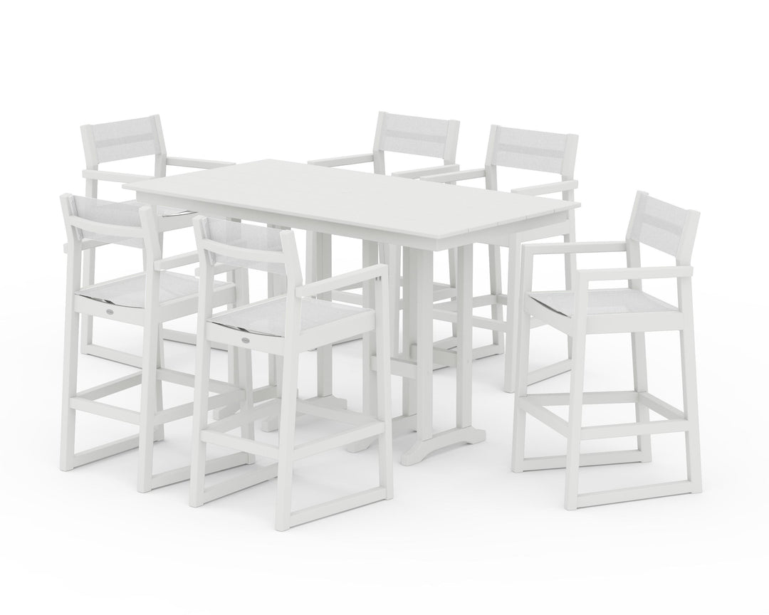 POLYWOOD® EDGE Sling Arm Chair 7-Piece Farmhouse Bar Set