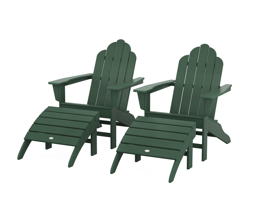 POLYWOOD® Long Island Adirondack Chair 4-Piece Set with Ottomans
