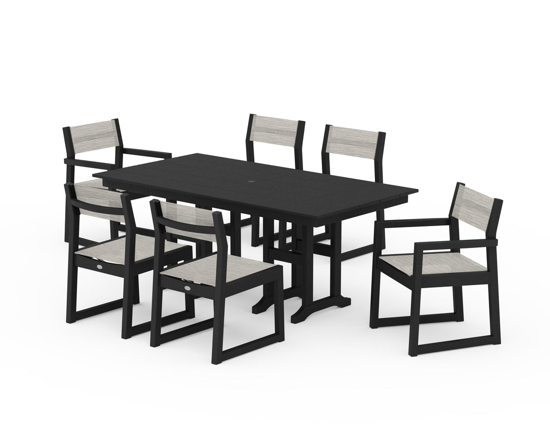 POLYWOOD® EDGE Sling 7-Piece Farmhouse Dining Set