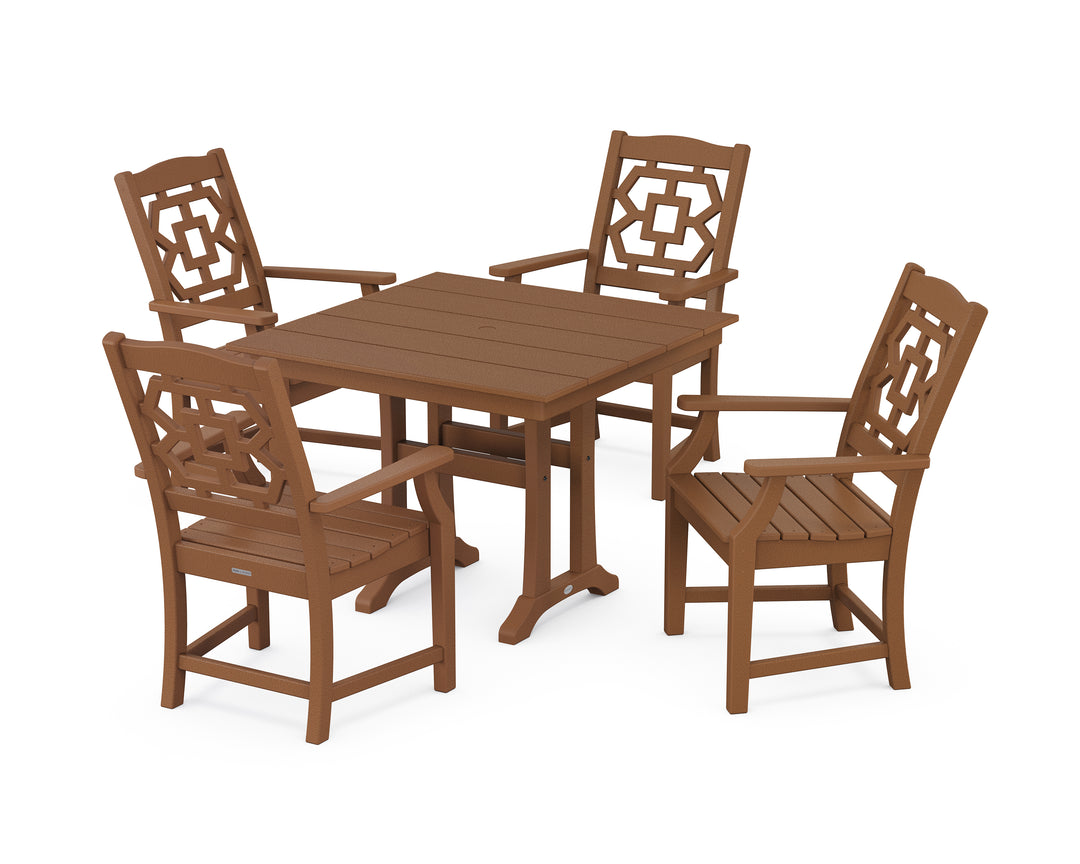 Martha Stewart by POLYWOOD® Chinoiserie 5-Piece Farmhouse Dining Set with Trestle Legs