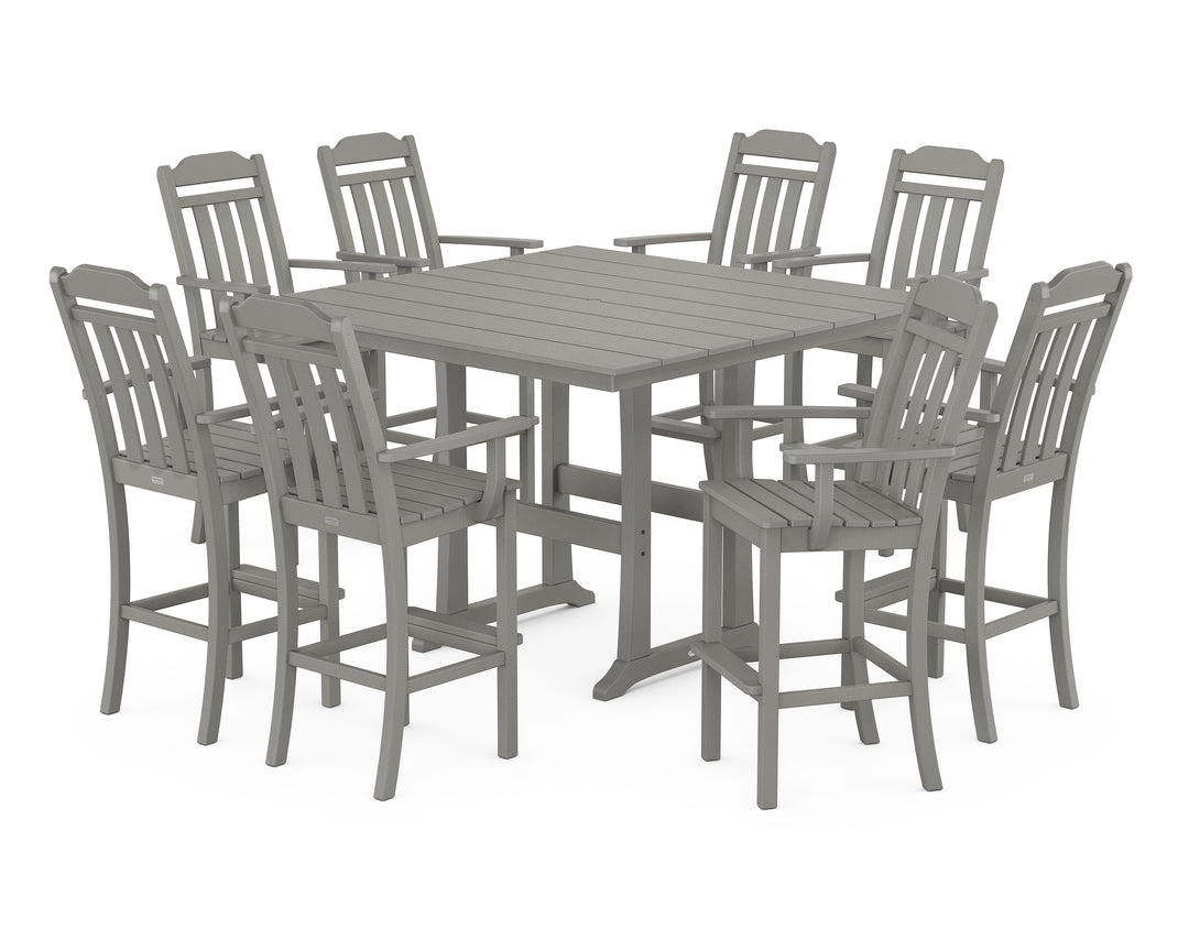 Country Living Cottage 9-Piece Farmhouse Bar Set with Trestle Legs