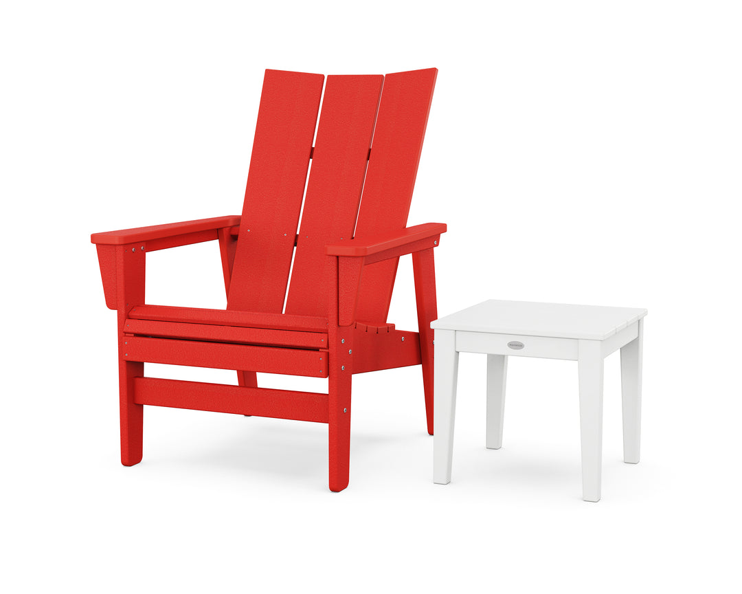 POLYWOOD® Modern Grand Upright Adirondack Chair with Side Table