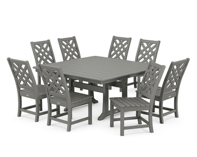 Wovendale Side Chair 9-Piece Square Dining Set with Trestle Legs