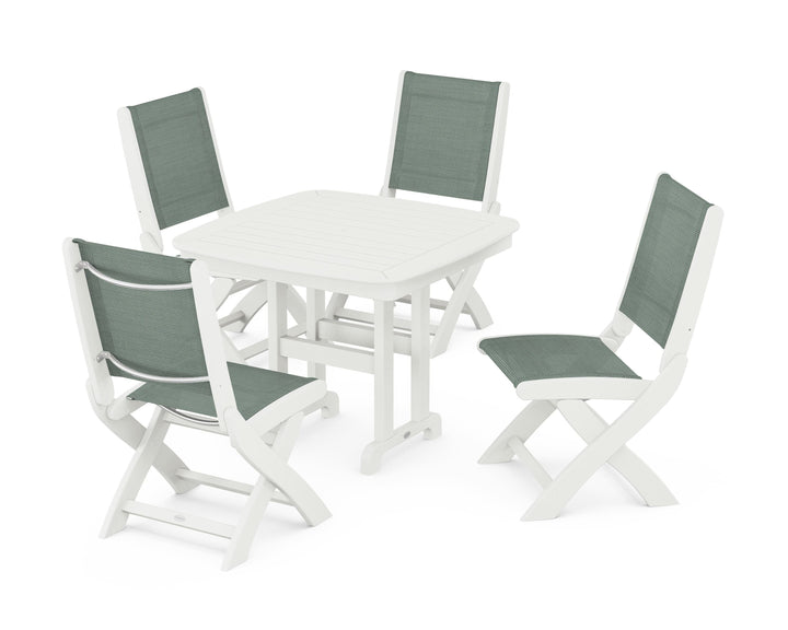 POLYWOOD® Coastal Folding Side Chair 5-Piece Dining Set