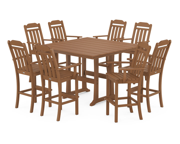 Country Living Cottage 9-Piece Farmhouse Bar Set with Trestle Legs