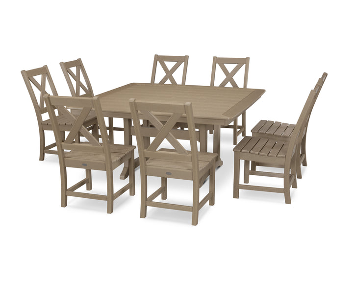 POLYWOOD® Braxton 9-Piece Nautical Trestle Dining Set