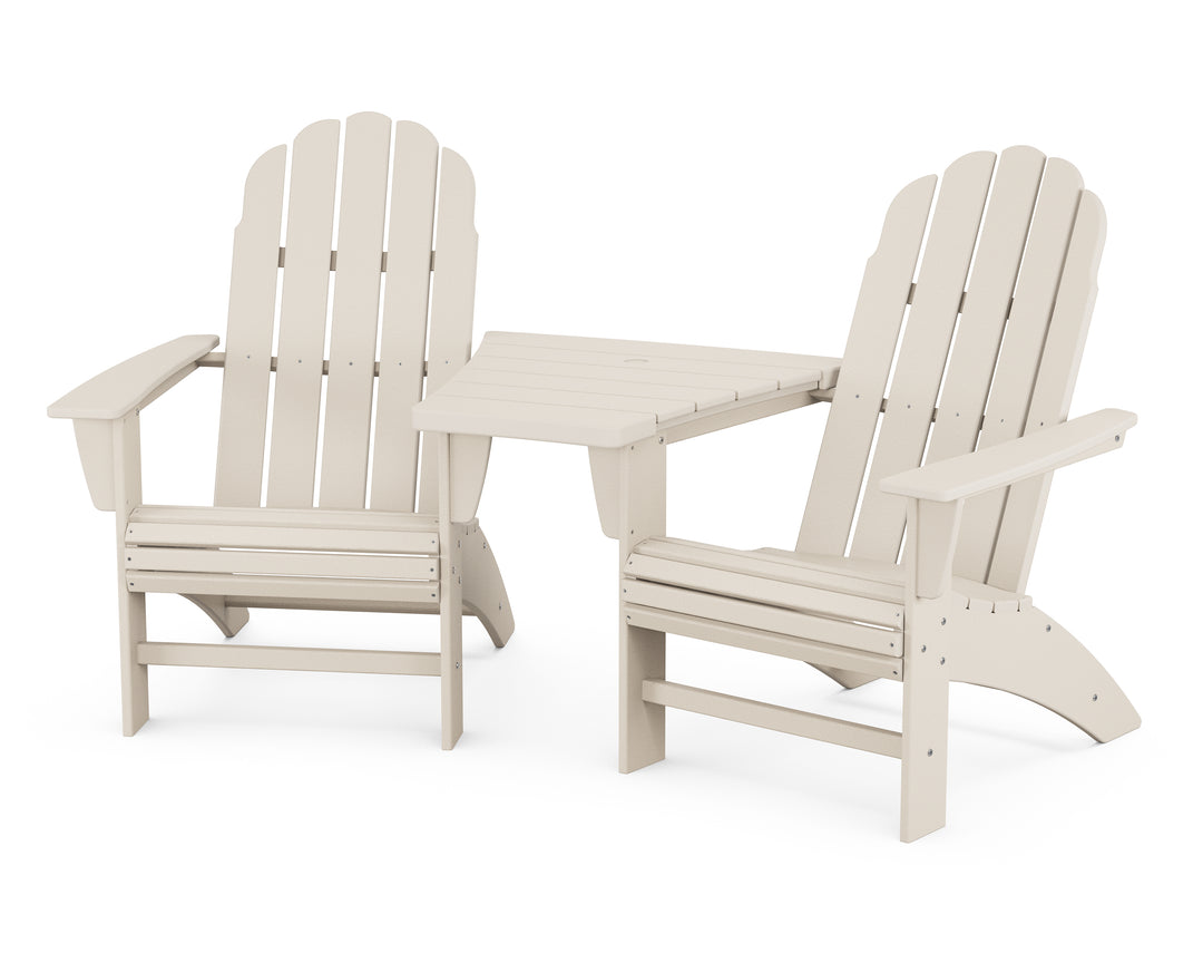 POLYWOOD® Vineyard 3-Piece Curveback Adirondack Set with Angled Connecting Table