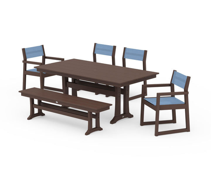POLYWOOD® EDGE Sling 6-Piece Farmhouse Dining Set With Trestle Legs