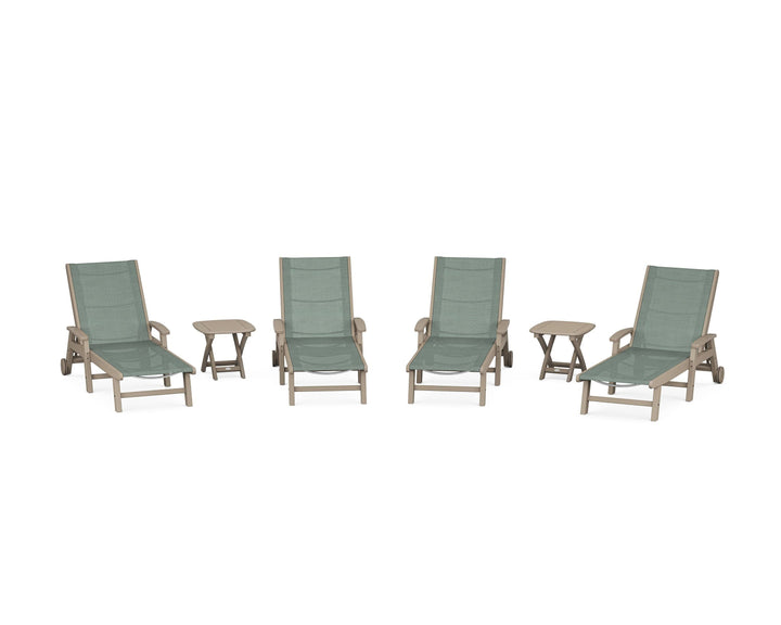 POLYWOOD® Coastal Chaise 6-Piece Set with Wheels
