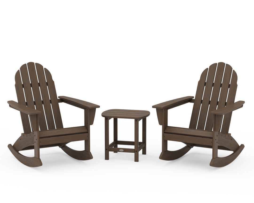 POLYWOOD® Vineyard 3-Piece Adirondack Rocking Chair Set with South Beach 18" Side Table