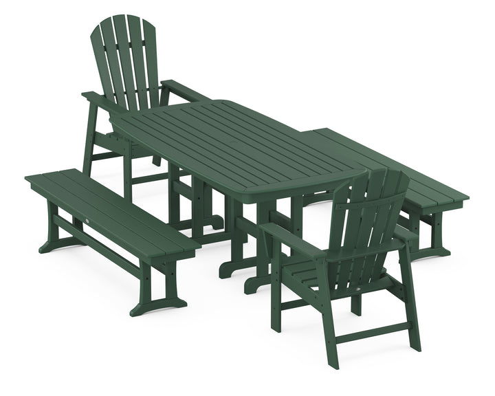 POLYWOOD® South Beach 5-Piece Dining Set with Benches