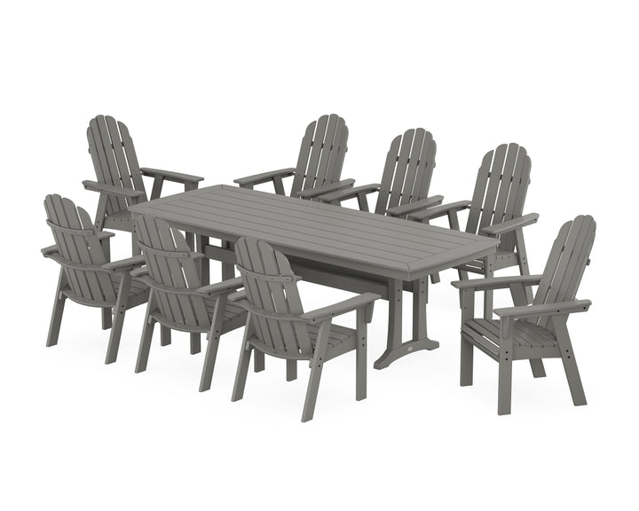 POLYWOOD® Vineyard Curveback Adirondack 9-Piece Dining Set with Trestle Legs