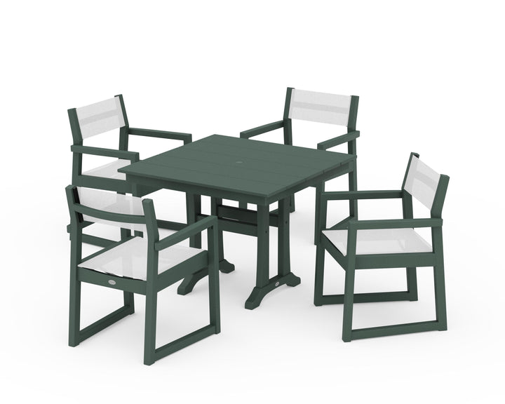 POLYWOOD® EDGE Sling 5-Piece Farmhouse Dining Set with Trestle Legs
