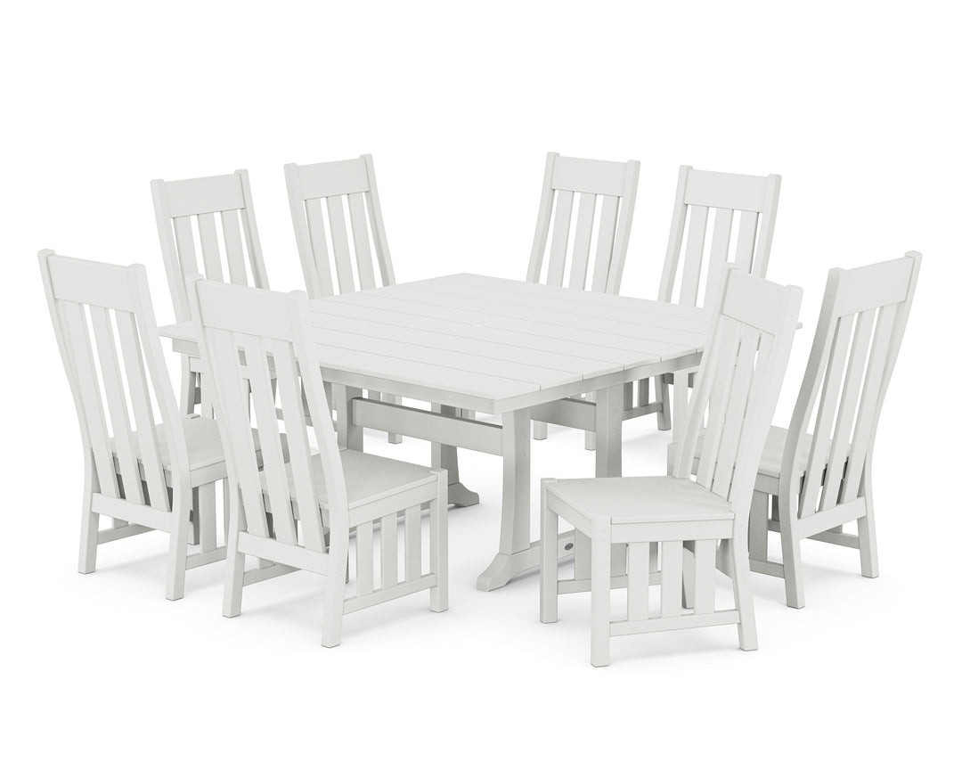Martha Stewart by POLYWOOD® Acadia Side Chair 9-Piece Square Farmhouse Dining Set with Trestle Legs