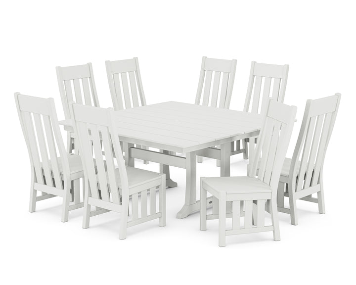 Martha Stewart by POLYWOOD® Acadia Side Chair 9-Piece Square Farmhouse Dining Set with Trestle Legs