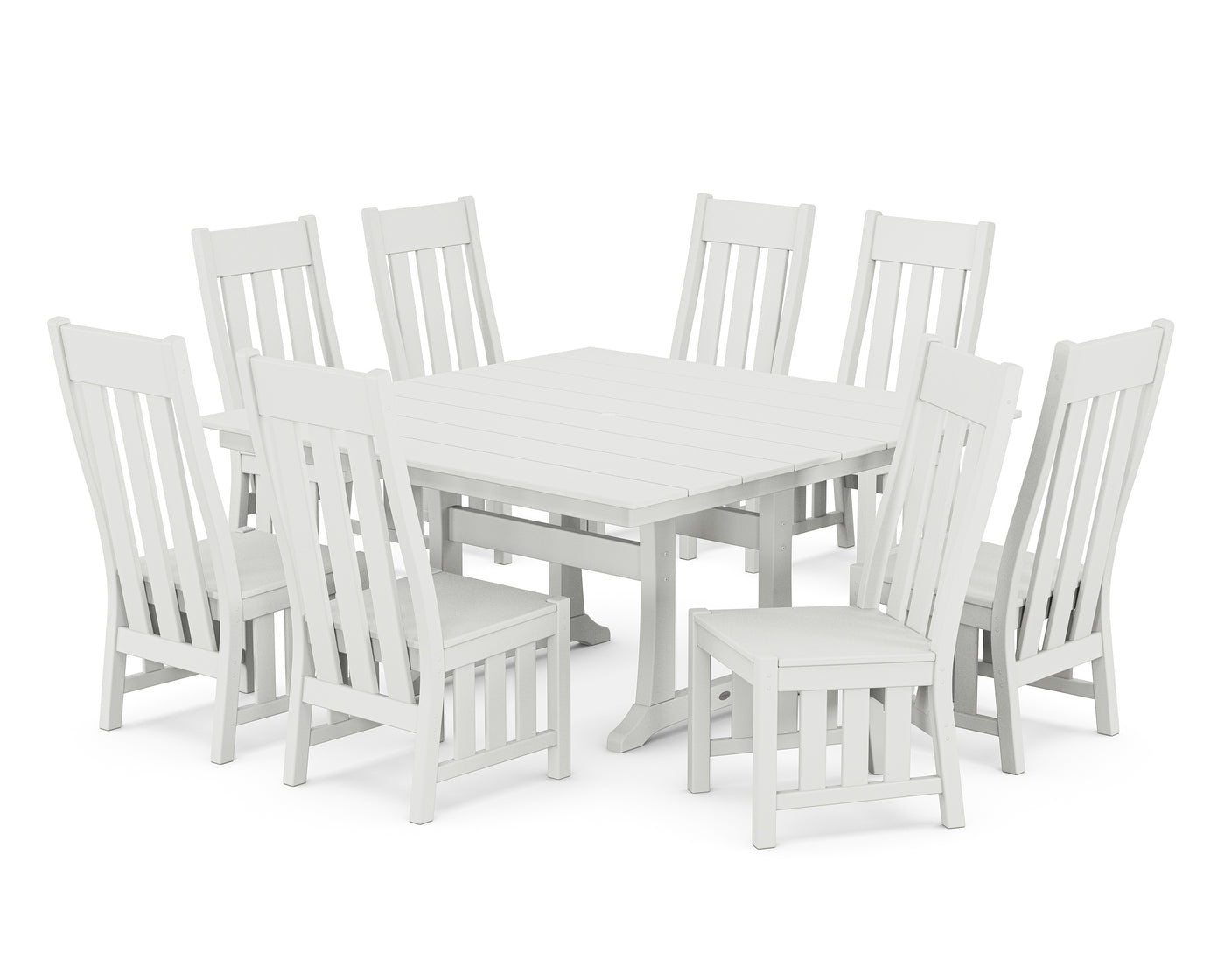 Acadia Side Chair 9-Piece Square Farmhouse Dining Set with Trestle Legs