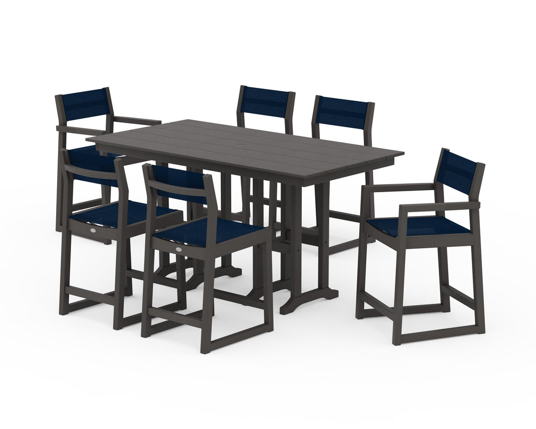 POLYWOOD® EDGE Sling 7-Piece Farmhouse Counter Set