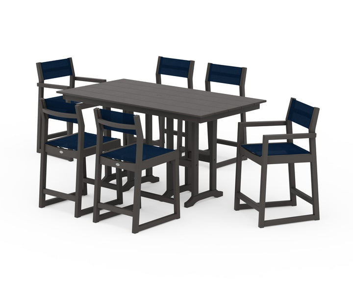 POLYWOOD® EDGE Sling 7-Piece Farmhouse Counter Set