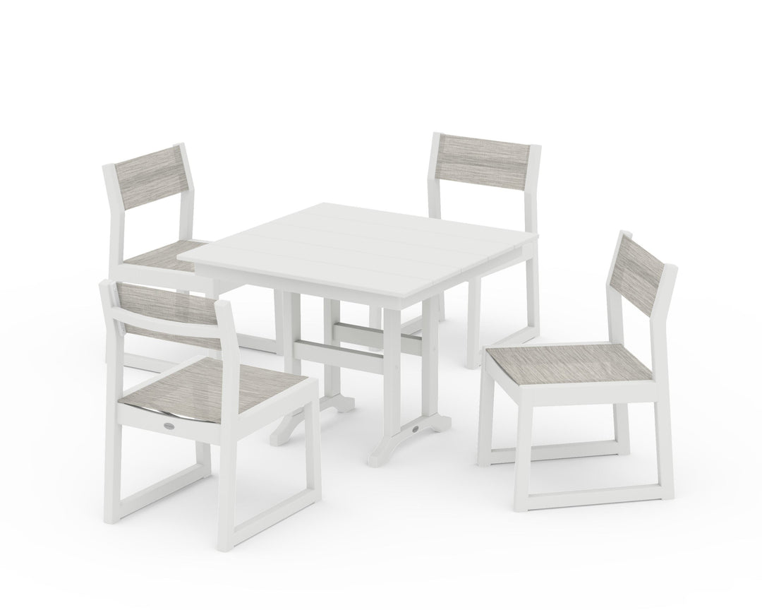 POLYWOOD® EDGE Sling Side Chair 5-Piece Farmhouse Dining Set
