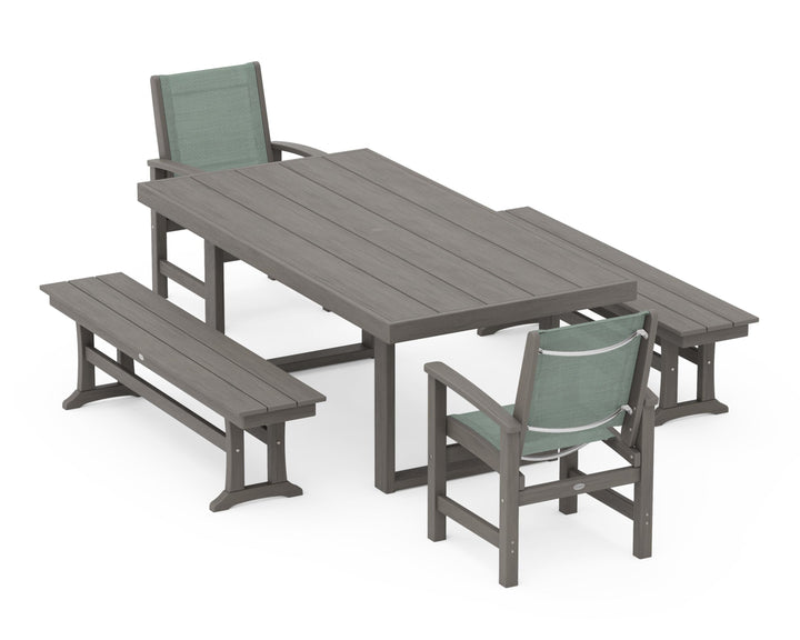 POLYWOOD® Coastal 5-Piece Dining Set with Trestle Legs