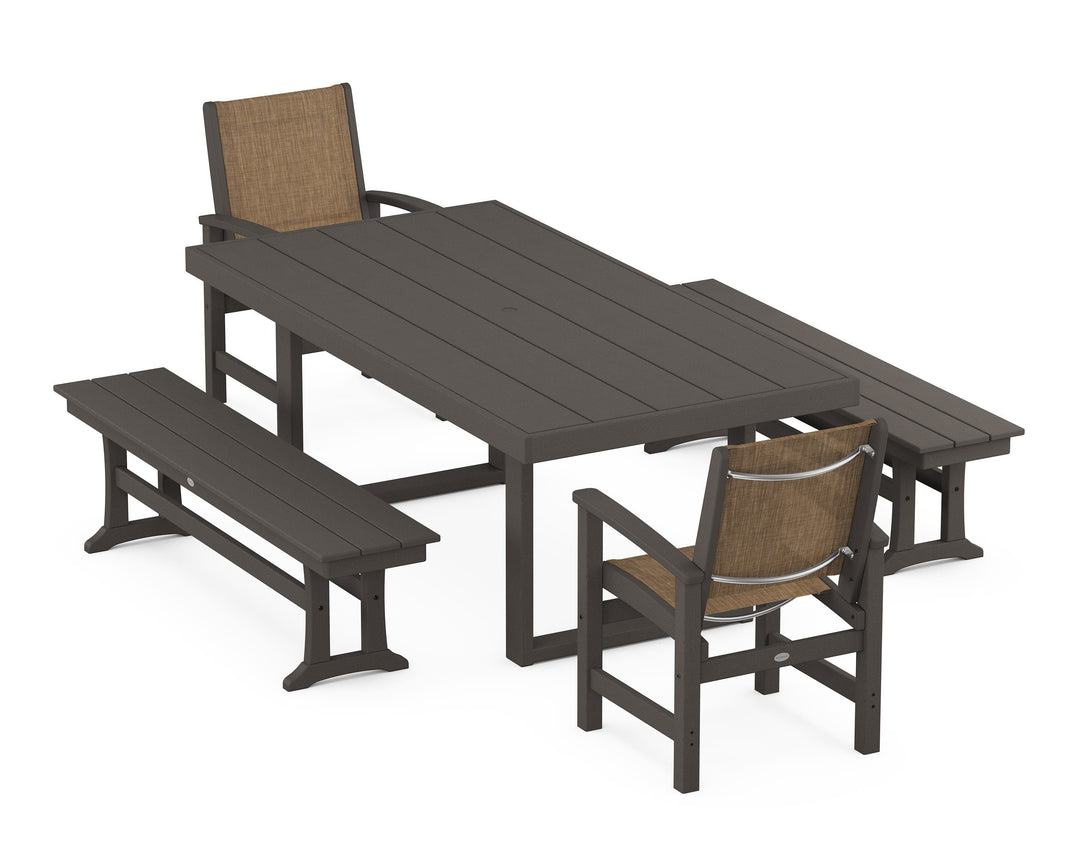 POLYWOOD® Coastal 5-Piece Dining Set with Trestle Legs