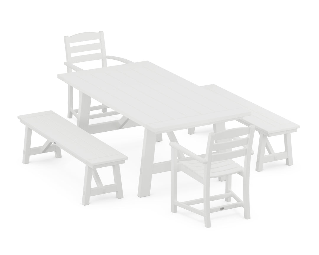 POLYWOOD® La Casa Café 5-Piece Rustic Farmhouse Dining Set With Benches
