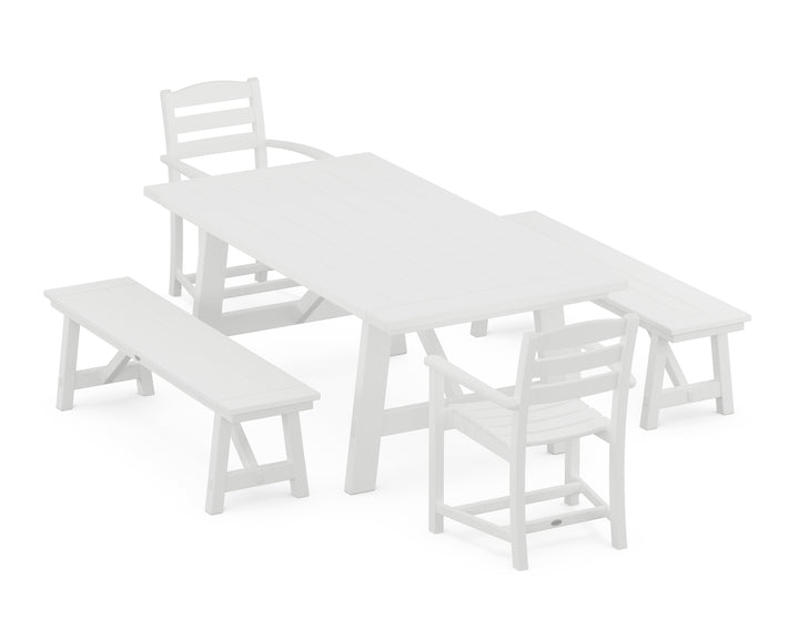 POLYWOOD® La Casa Café 5-Piece Rustic Farmhouse Dining Set With Benches