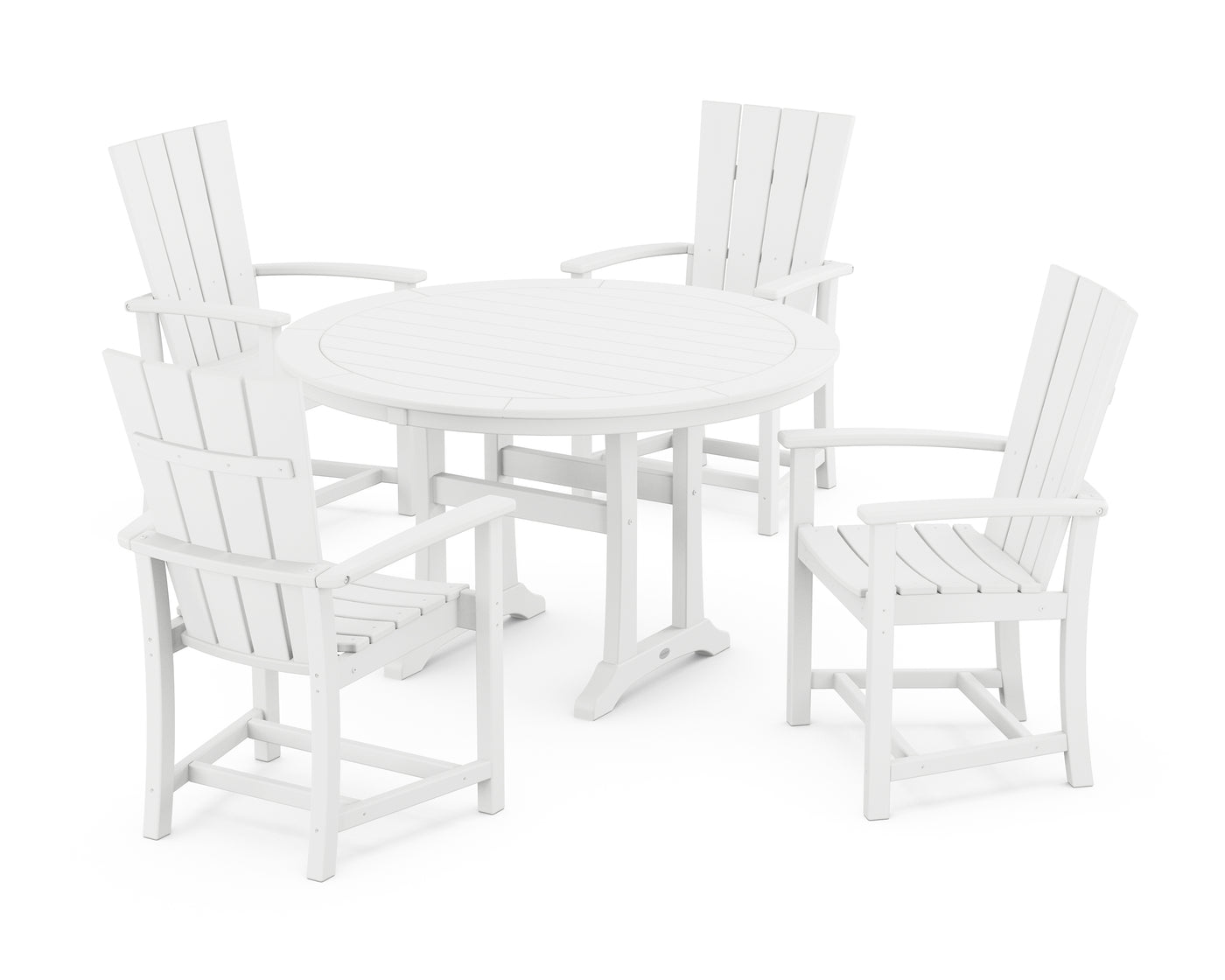 Quattro 5-Piece Round Dining Set with Trestle Legs