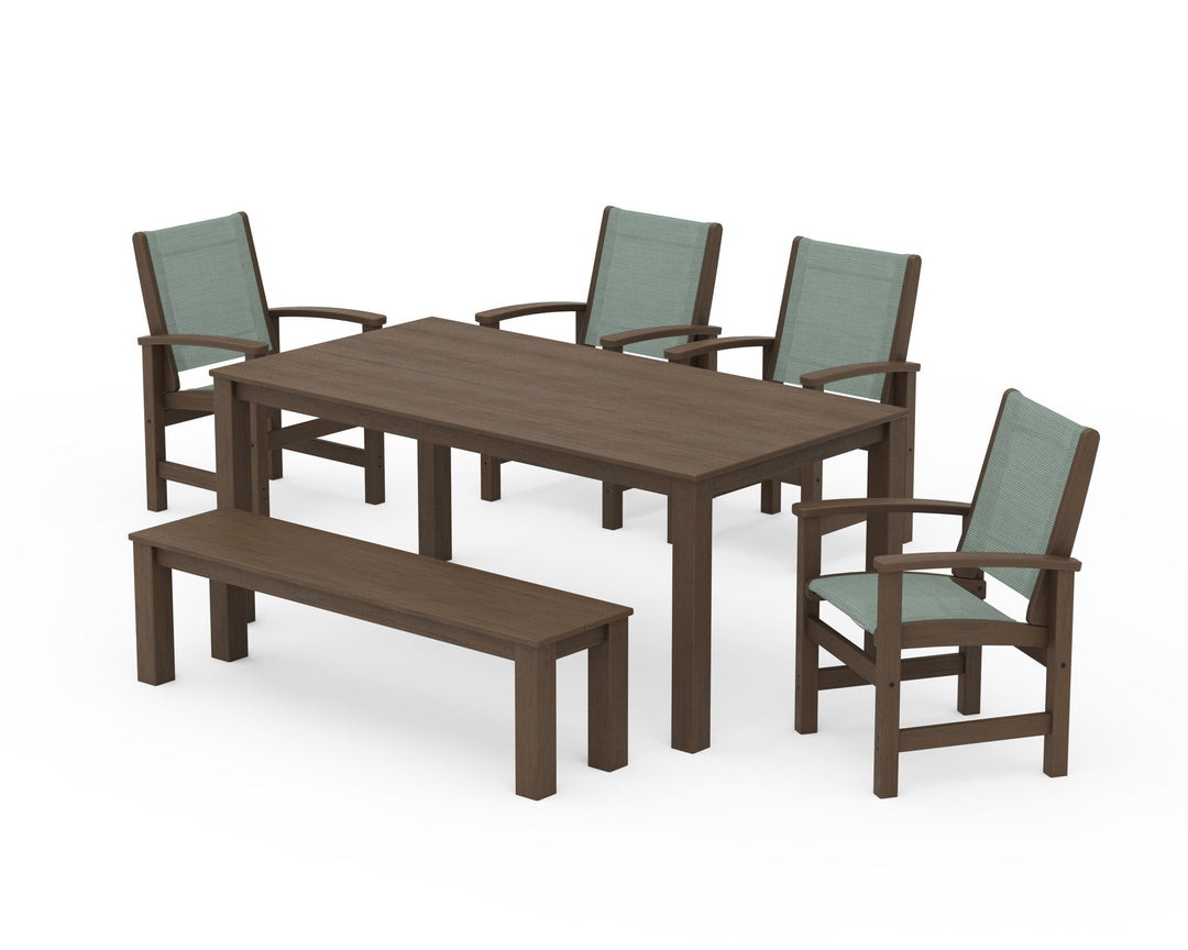 POLYWOOD® Coastal 6-Piece Parsons Dining Set with Bench
