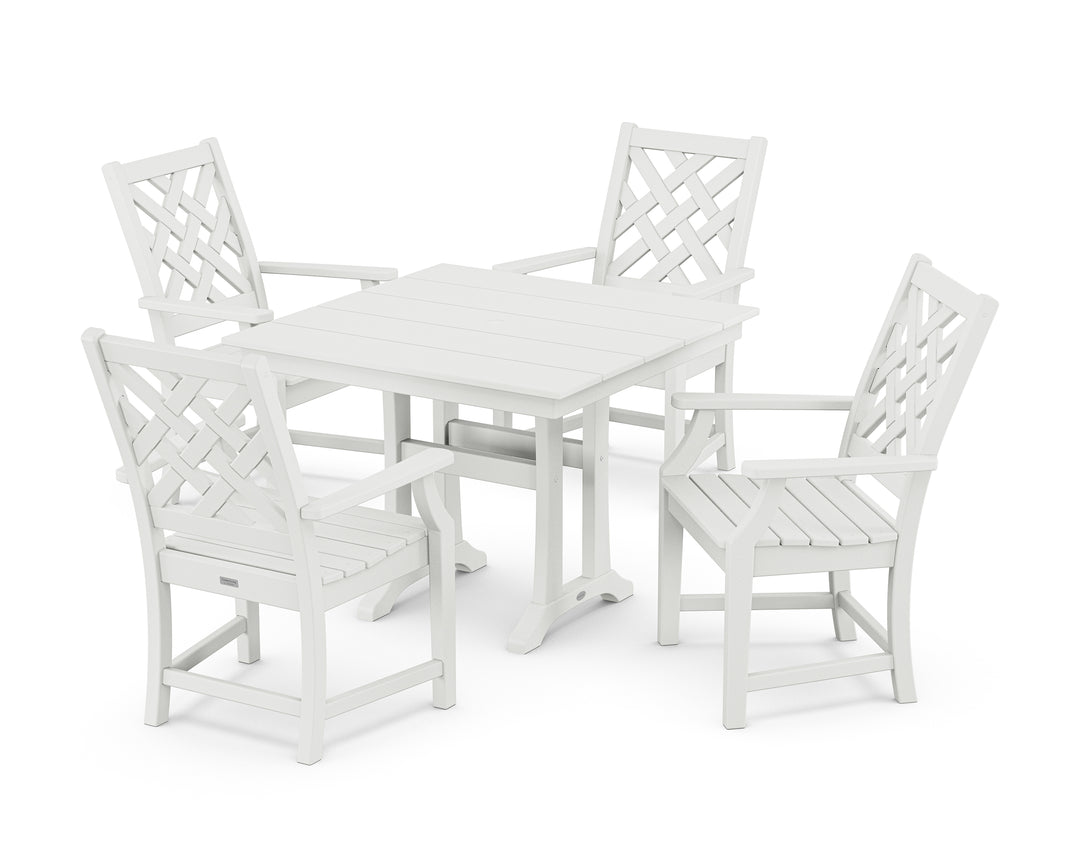 Country Living Wovendale 5-Piece Farmhouse Dining Set with Trestle Legs
