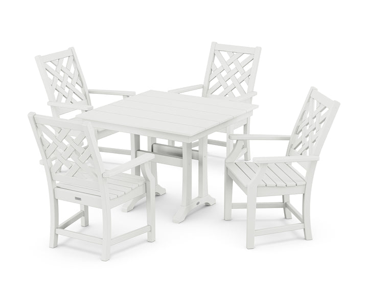 Country Living Wovendale 5-Piece Farmhouse Dining Set with Trestle Legs
