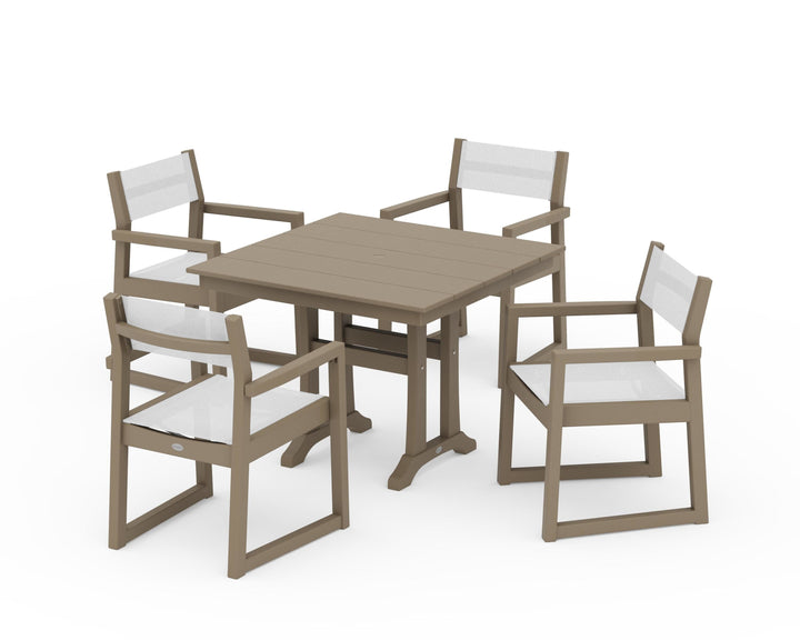 POLYWOOD® EDGE Sling 5-Piece Farmhouse Dining Set with Trestle Legs
