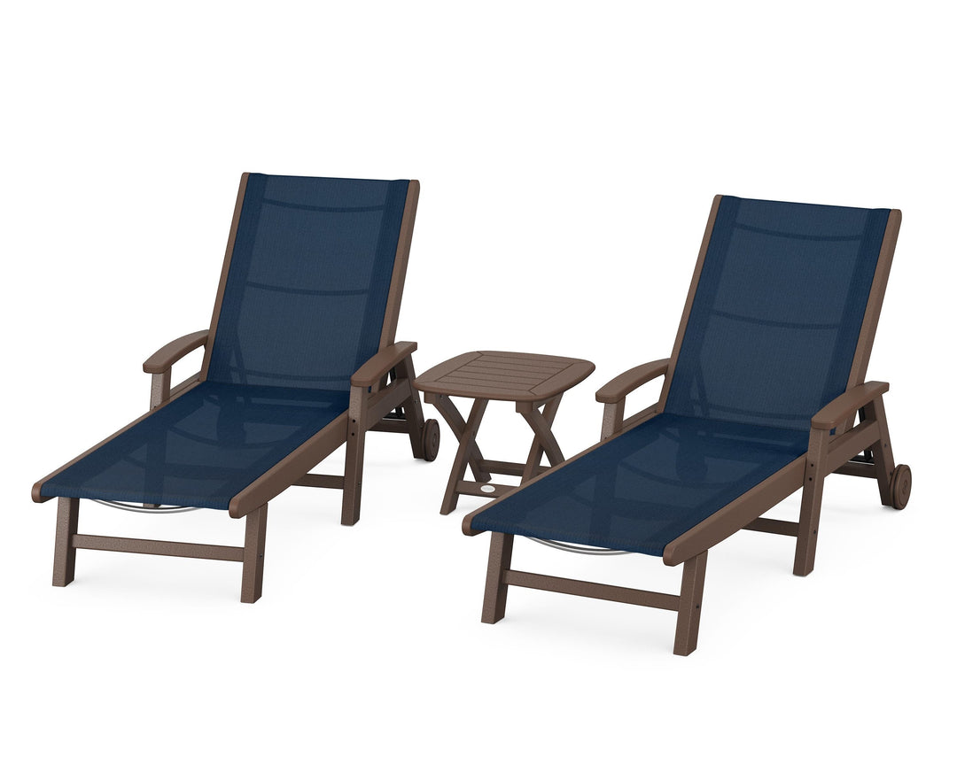 POLYWOOD® Coastal 3-Piece Wheeled Chaise Set